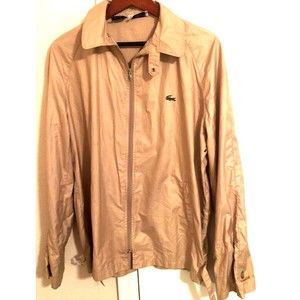 Izod Lacoste Womens Windbreaker Jacket Solid Beige Full Zip Logo Japan L